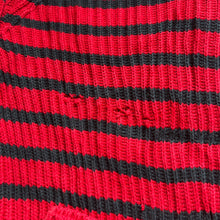 Load image into Gallery viewer, Nautica Embroidered Mini Logo Red Black Striped Cotton Knit Sweater Jumper