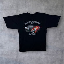 Load image into Gallery viewer, Vintage Harley Davidson Motorcycles (2006) "Qatar" Biker Tourist Graphic Black T-Shirt