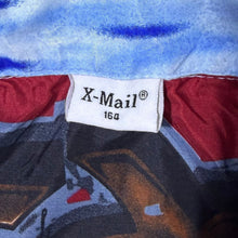 Load image into Gallery viewer, Early 00's X-Mail Hip Hop Y2K Graffiti DJ Patterned Blue Short Sleeve Shirt