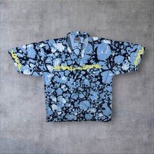 Load image into Gallery viewer, Early 00's Dognose Goth Y2K Abstract Patterned Graphic Blue Short Sleeve Shirt
