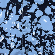 Load image into Gallery viewer, Early 00's Dognose Goth Y2K Abstract Patterned Graphic Blue Short Sleeve Shirt