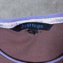 Load image into Gallery viewer, Early 00's Just Togs "Bucked Off" Embroidered Spellout Y2K Women's Brown T-Shirt