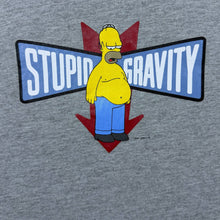 Load image into Gallery viewer, Vintage The Simpsons (2004) "Stupid Gravity" Homer TV Show Graphic Grey Cotton T-Shirt