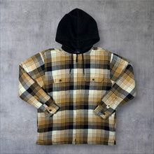 Load image into Gallery viewer, Vintage Puritan Plaid Check Flannel Fleece Hooded Padded Zip Shirt Jacket