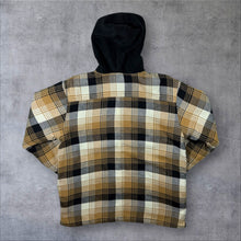 Load image into Gallery viewer, Vintage Puritan Plaid Check Flannel Fleece Hooded Padded Zip Shirt Jacket