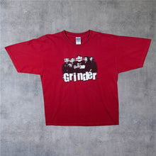 Load image into Gallery viewer, Early 00’s Grinder Graphic Spellout Punk Heavy Metal Band Red T-Shirt