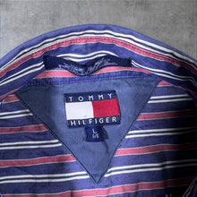 Load image into Gallery viewer, Tommy Hilfiger Blue Red White Striped Cotton Long Sleeve Button-Down Shirt