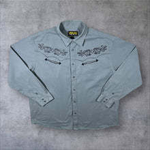 Load image into Gallery viewer, Early 00's Atlas For Men "Western" Cowboy Grey Cotton Long Sleeve Shirt