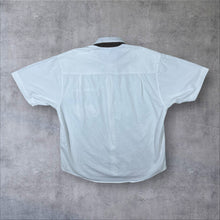 Load image into Gallery viewer, Vintage Patterned Trim White Cotton Short Sleeve Button Shirt