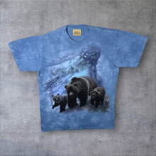 Load image into Gallery viewer, Vintage The Mountain Grizzly Bear Animal Wildlife Blue Tie Dye Cotton T-Shirt