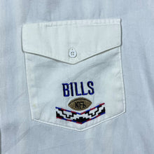 Load image into Gallery viewer, Vintage 90's NFL By Karman "Buffalo Bills" Striped Short Sleeve Button-Down Shirt