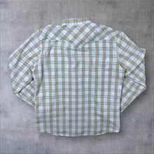 Load image into Gallery viewer, Hollister White Grey Yellow Western Plaid Check Popper Long Sleeve Shirt