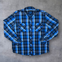 Load image into Gallery viewer, INC International Concepts Blue Black Plaid Check Western Popper Long Sleeve Shirt