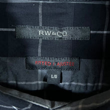 Load image into Gallery viewer, RW & Co. Western Black Grey Check Long Sleeve Popper Cotton Spandex Blend Shirt