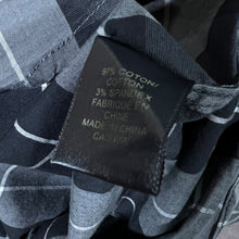Load image into Gallery viewer, RW & Co. Western Black Grey Check Long Sleeve Popper Cotton Spandex Blend Shirt