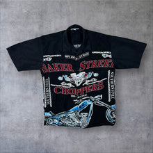 Load image into Gallery viewer, Early 00's Extreme Zone "Baker Street Choppers" Goth Biker Y2K Black Polyester Shirt