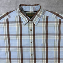 Load image into Gallery viewer, Vintage Timberland Blue Brown Cream Plaid Check Short Sleeve Shirt