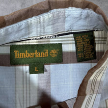 Load image into Gallery viewer, Vintage Timberland Blue Brown Cream Plaid Check Short Sleeve Shirt