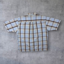 Load image into Gallery viewer, Vintage Timberland Blue Brown Cream Plaid Check Short Sleeve Shirt