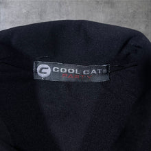 Load image into Gallery viewer, Early 00's Cool Cat Goth Y2K Tribal Flame Graphic Black Polyester Shirt