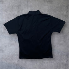 Load image into Gallery viewer, Early 00's Cool Cat Goth Y2K Tribal Flame Graphic Black Polyester Shirt