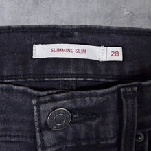 Load image into Gallery viewer, Levi's "Slimming Slim" Classic Black Denim Stretch Fit Jeans