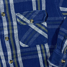 Load image into Gallery viewer, Vintage 90's Green Horse Blue Plaid Check Heavy Cotton Long Sleeve Flannel Shirt