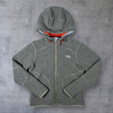 Load image into Gallery viewer, The North Face TNF Orange Fleece Lined Zip Grey Hoodie Top