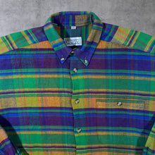 Load image into Gallery viewer, Vintage Courtly Multi Colour Plaid Check Button-Down Long Sleeve Cotton Flannel Shirt