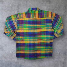 Load image into Gallery viewer, Vintage Courtly Multi Colour Plaid Check Button-Down Long Sleeve Cotton Flannel Shirt