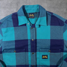 Load image into Gallery viewer, Stan Ray Green Navy Plaid Check Workwear Skater Long Sleeve Flannel Over Shirt