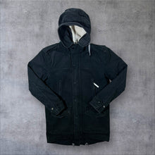 Load image into Gallery viewer, Adidas Originals Fleece Lined Black Cotton Hooded Mod Parka Jacket Coat