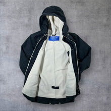 Load image into Gallery viewer, Adidas Originals Fleece Lined Black Cotton Hooded Mod Parka Jacket Coat