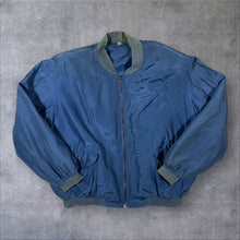 Load image into Gallery viewer, Vintage 90's 100% Silk Classic Blue Lightweight Zip Bomber Jacket