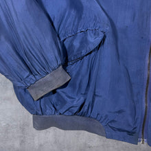 Load image into Gallery viewer, Vintage 90's 100% Silk Classic Blue Lightweight Zip Bomber Jacket