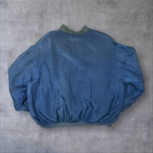 Load image into Gallery viewer, Vintage 90's 100% Silk Classic Blue Lightweight Zip Bomber Jacket
