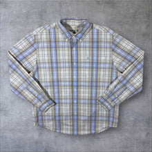 Load image into Gallery viewer, Timberland Blue Beige White Plaid Check Cotton Button-Down Long Sleeve Shirt