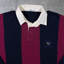 Load image into Gallery viewer, Vintage St Michael Marks & Spencer Colour Block Navy Burgundy Long Sleeve Polo Shirt