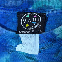 Load image into Gallery viewer, Vintage Maui & Sons Made In USA Surfer Shark Graphic Blue Tie Dye T-Shirt
