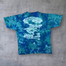 Load image into Gallery viewer, Vintage Maui & Sons Made In USA Surfer Shark Graphic Blue Tie Dye T-Shirt