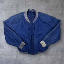 Load image into Gallery viewer, Vintage 90's Reine Seide 100% Silk Blue Lightweight Zip Bomber Jacket