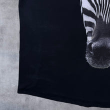 Load image into Gallery viewer, Zebra Animal Nature Wildlife Graphic Faded Black Cotton T-Shirt