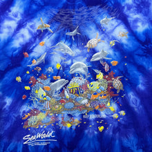 Load image into Gallery viewer, Vintage Churinga (1996) "Seaworld" Australia Ocean Wildlife Tourist Blue Tie Dye T-Shirt