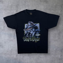 Load image into Gallery viewer, Vintage 3D Emblem "Bad To The Bone" Skull Biker Graphic Black Single Stitch T-Shirt