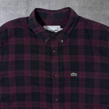 Load image into Gallery viewer, Lacoste "Regular Fit" Burgundy Black Plaid Check Long Sleeve Button-Down Shirt