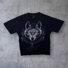 Load image into Gallery viewer, Spiral Direct Goth Wolf Dreamcatcher Moon Graphic Black T-Shirt