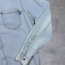 Load image into Gallery viewer, Timberland "Slim Fit" Faded Blue Denim Popper Button Long Sleeve Cotton Shirt