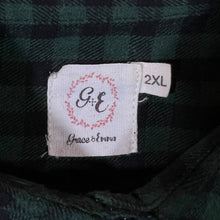 Load image into Gallery viewer, Grace & Emma Green Black Plaid Check Long Sleeve Flannel Shirt