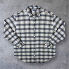Load image into Gallery viewer, Lemon Grass Grey Beige White Plaid Check Long Sleeve Flannel Shirt