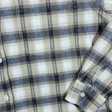 Load image into Gallery viewer, Lemon Grass Grey Beige White Plaid Check Long Sleeve Flannel Shirt